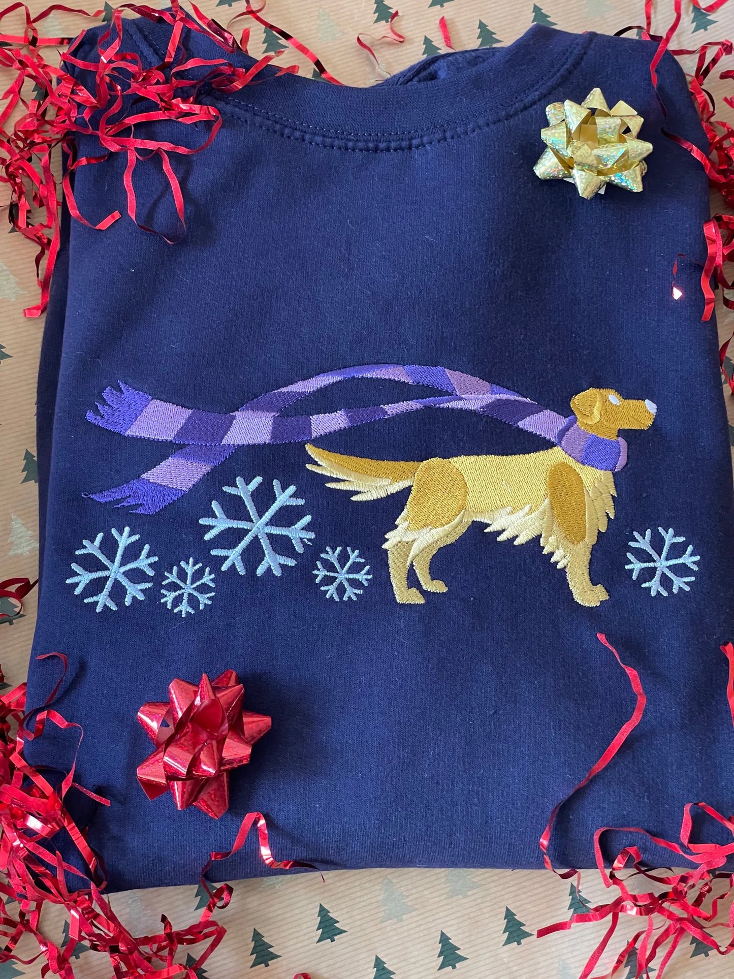 Embroidered Golden Retriever Christmas Jumper