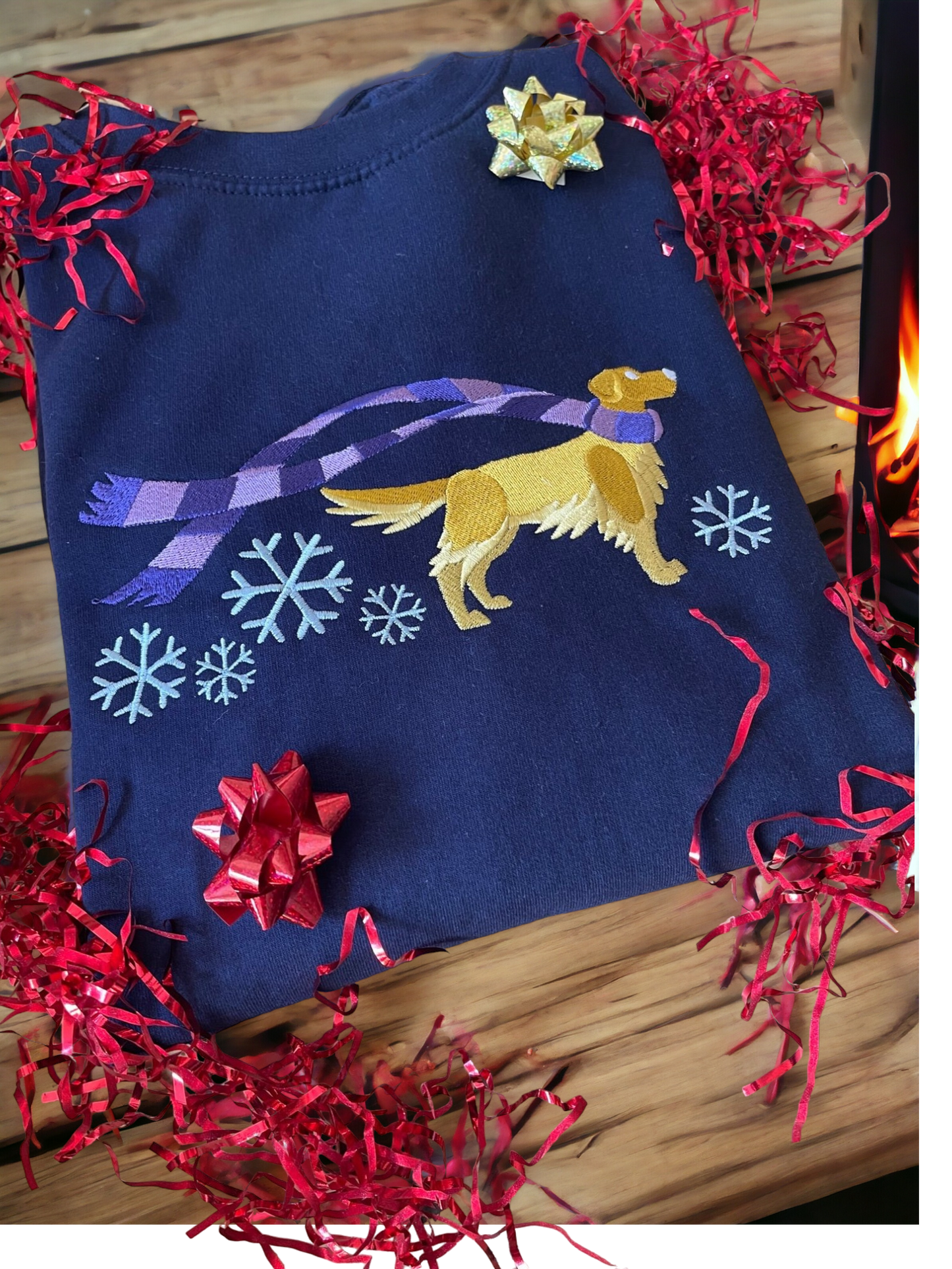 Embroidered Golden Retriever Christmas Jumper