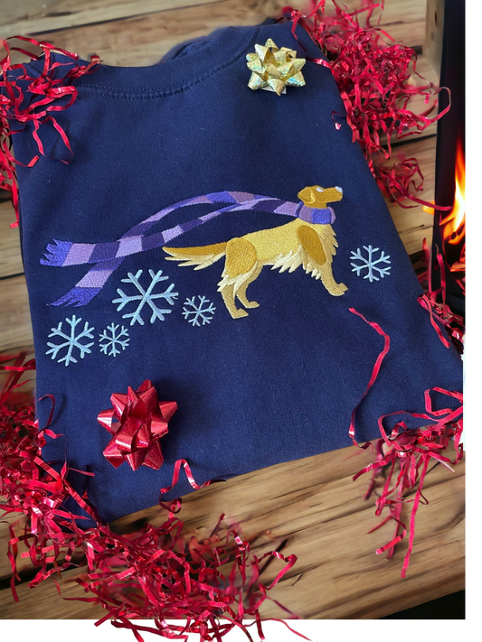 Embroidered Golden Retriever Christmas Jumper