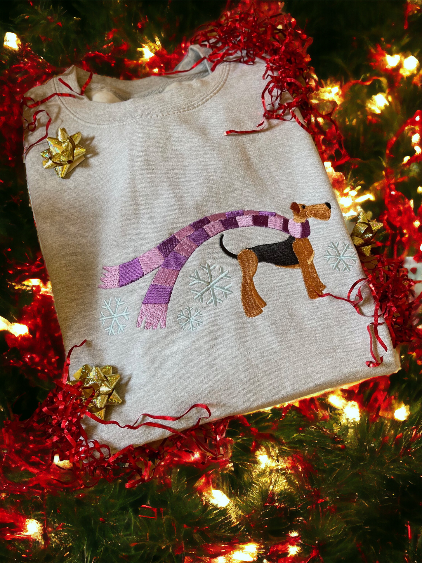 Embroidered Airedale Terrier Christmas Jumper