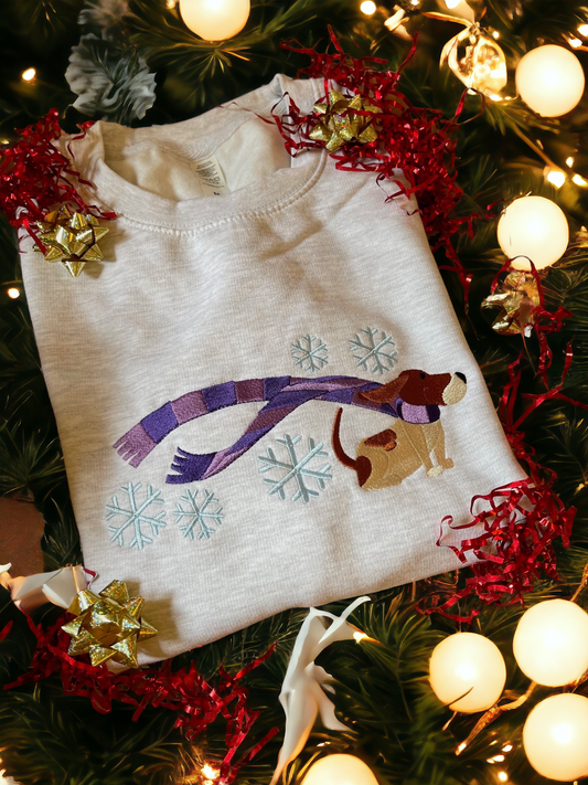 Embroidered Basset Hound Christmas Jumper