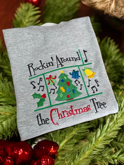 Embroidered Rockin' Around the Christmas Tree Jumper