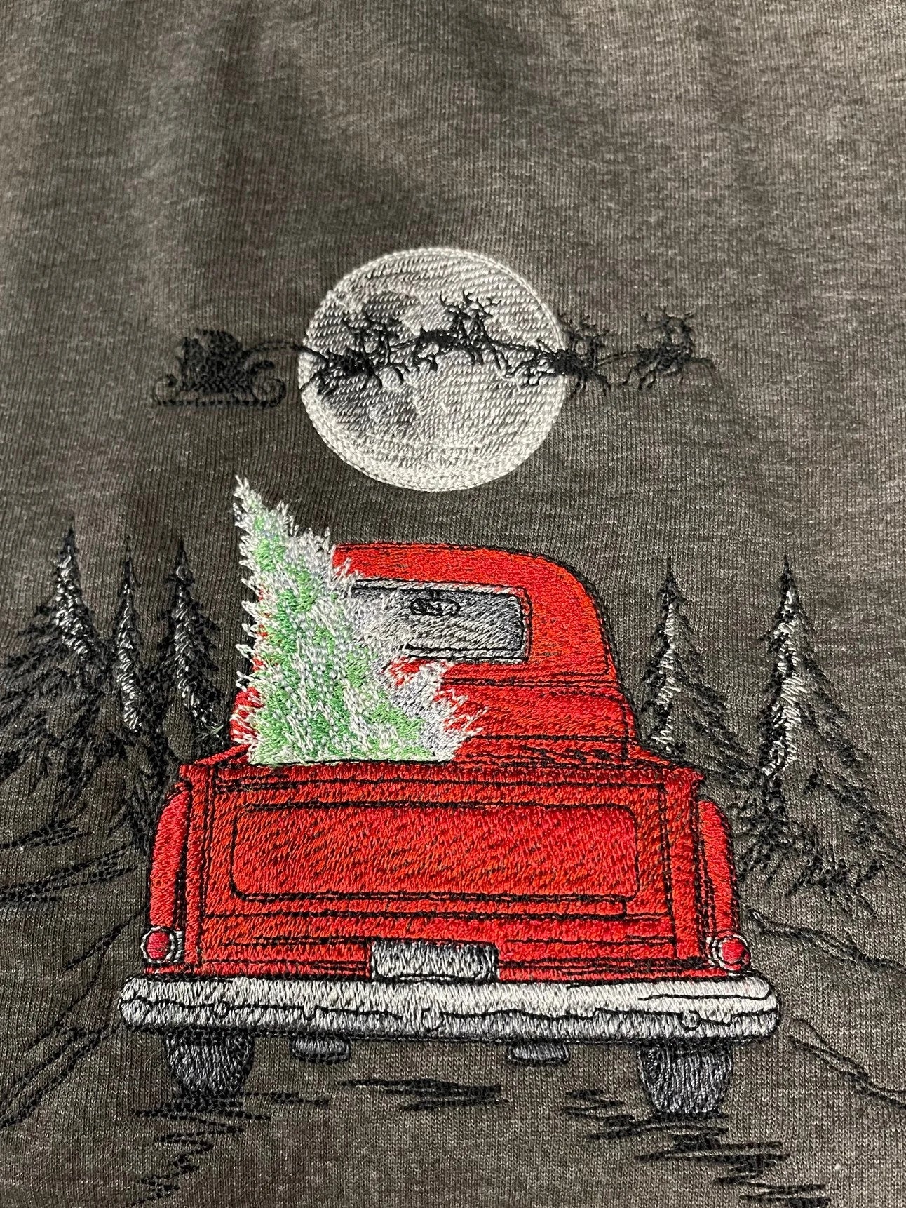 Embroidered  Christmas Retro Truck