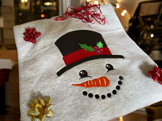 Embroidered Happy Snowman Face