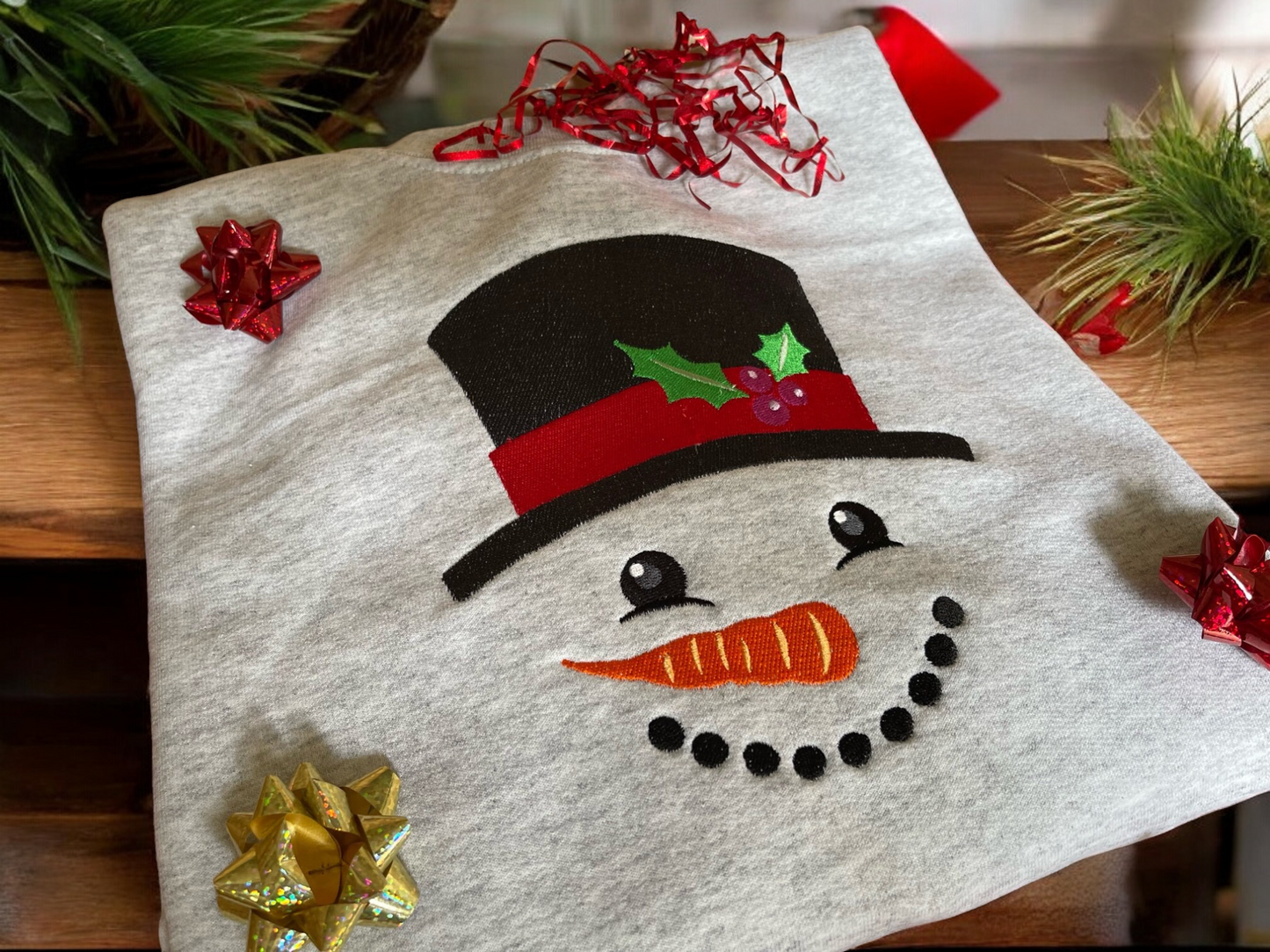 Embroidered Happy Snowman Face