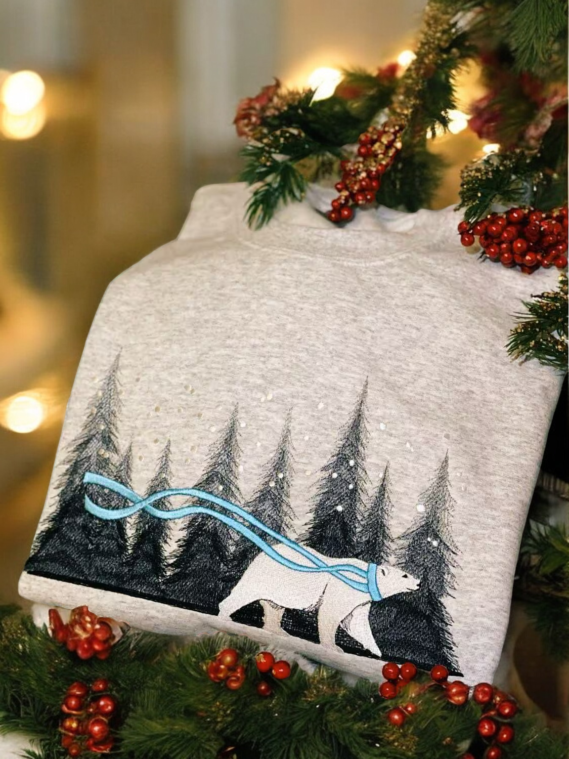 Embroidered Polar Bear Christmas Jumper