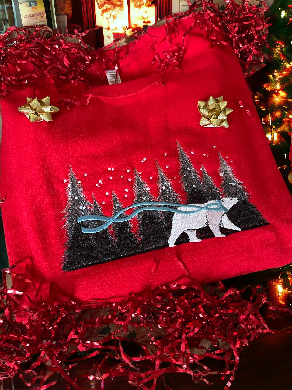 Embroidered Polar Bear Christmas Jumper