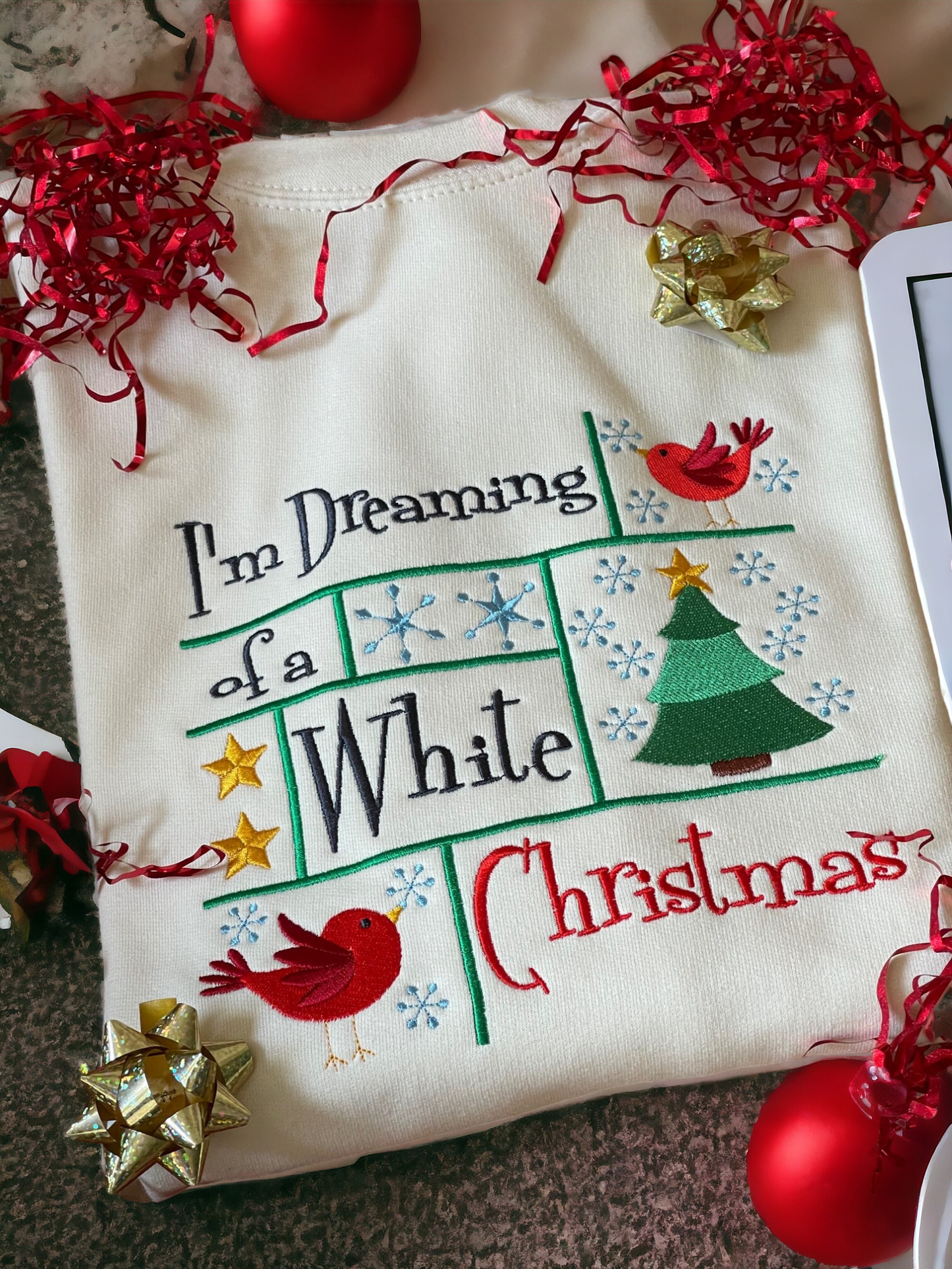 Embroidered I'm Dreaming of a White Christmas Jumper