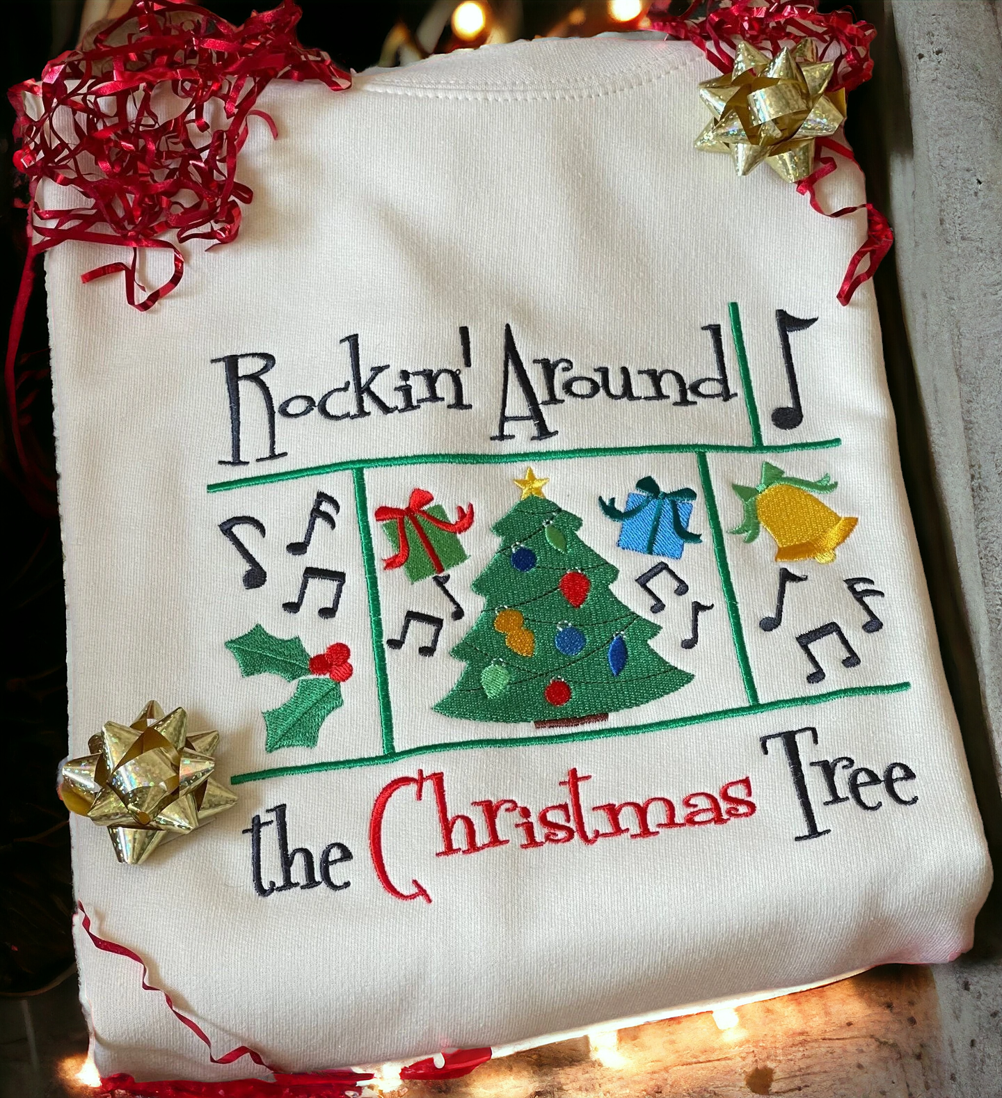 Embroidered Rockin' Around the Christmas Tree Jumper