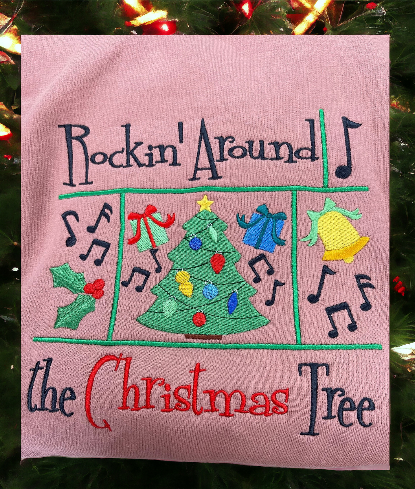 Embroidered Rockin' Around the Christmas Tree Jumper